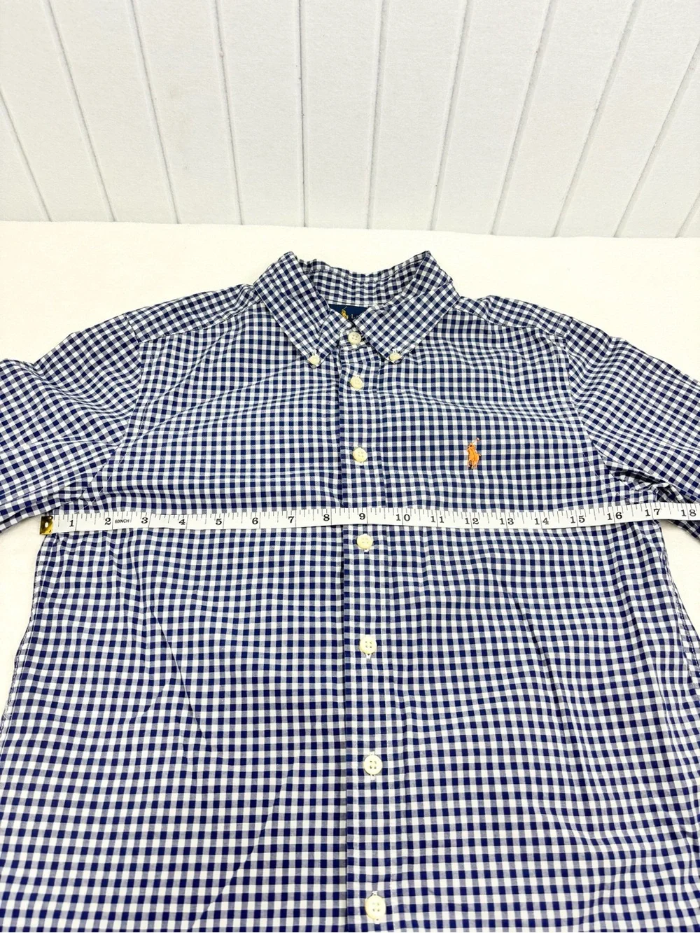 Ralph Lauren Blue & White Gingham Button-Down Shirt Size M (10-12)